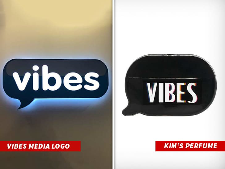 Логотип компании Vibes Media / Парфюм Ким Кардашьян. Фото: tmz.com