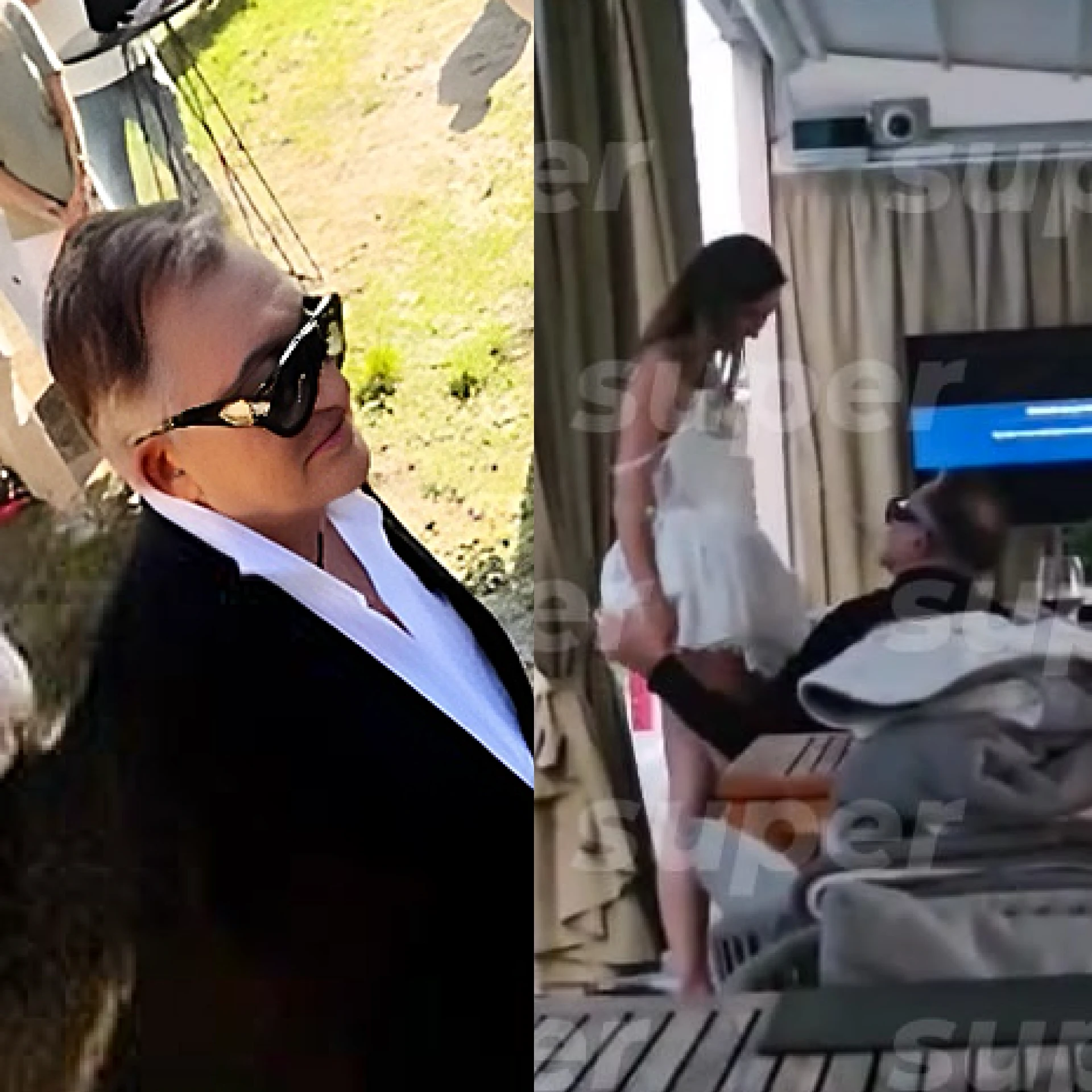 Дмитрий Дибров и мужчина с видео, похожий на телеведущего, отдыхает с двумя женщинами. Коллаж: Super