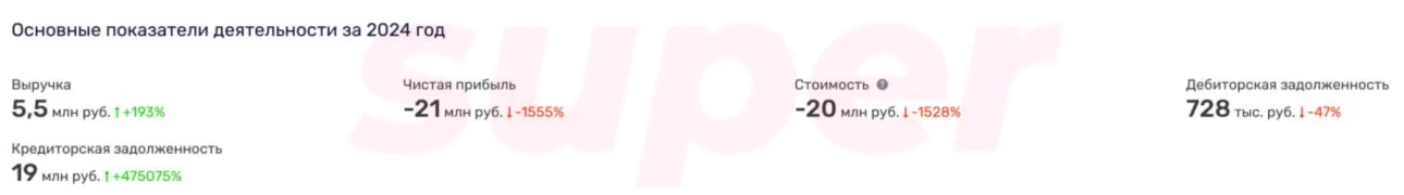 Финансовые показатели ООО «Гольдфельд Интертейнмент» за 2024 год. Фото: Rusprofile