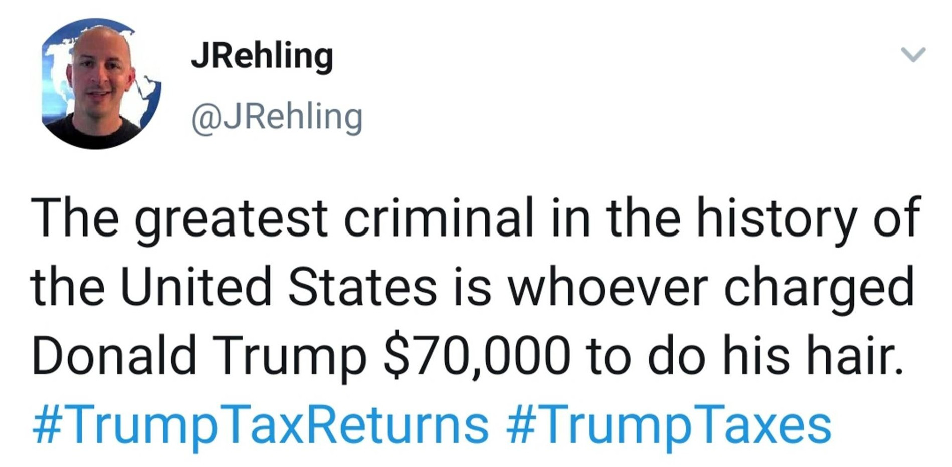 «Величайший преступник в истории США — тот, кто взял с Дональда Трампа $ 70 000 за его прическу»