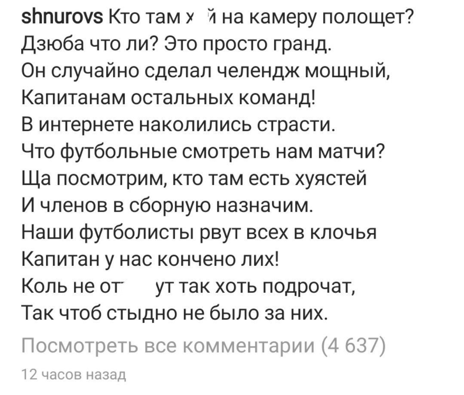 Скриншот из Инстаграма Сергея Шнурова