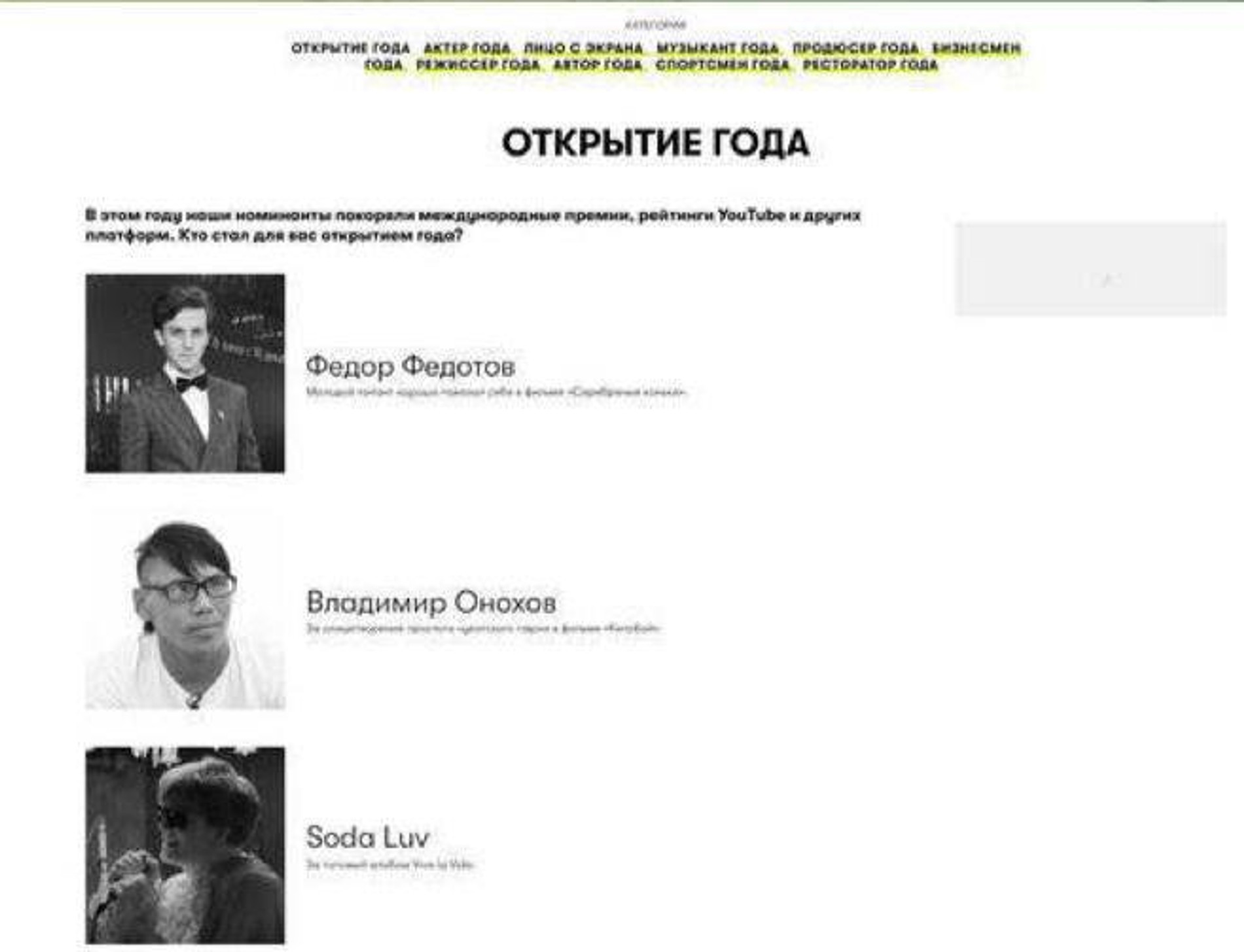 Скриншот номинации до редактирования