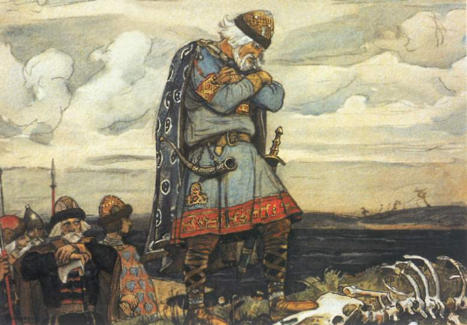 В. М. Васнецов. Олег у костей коня. Иллюстрация к «Песни о вещем Олеге» А. С. Пушкина. 1899. Источник: Музеи мира