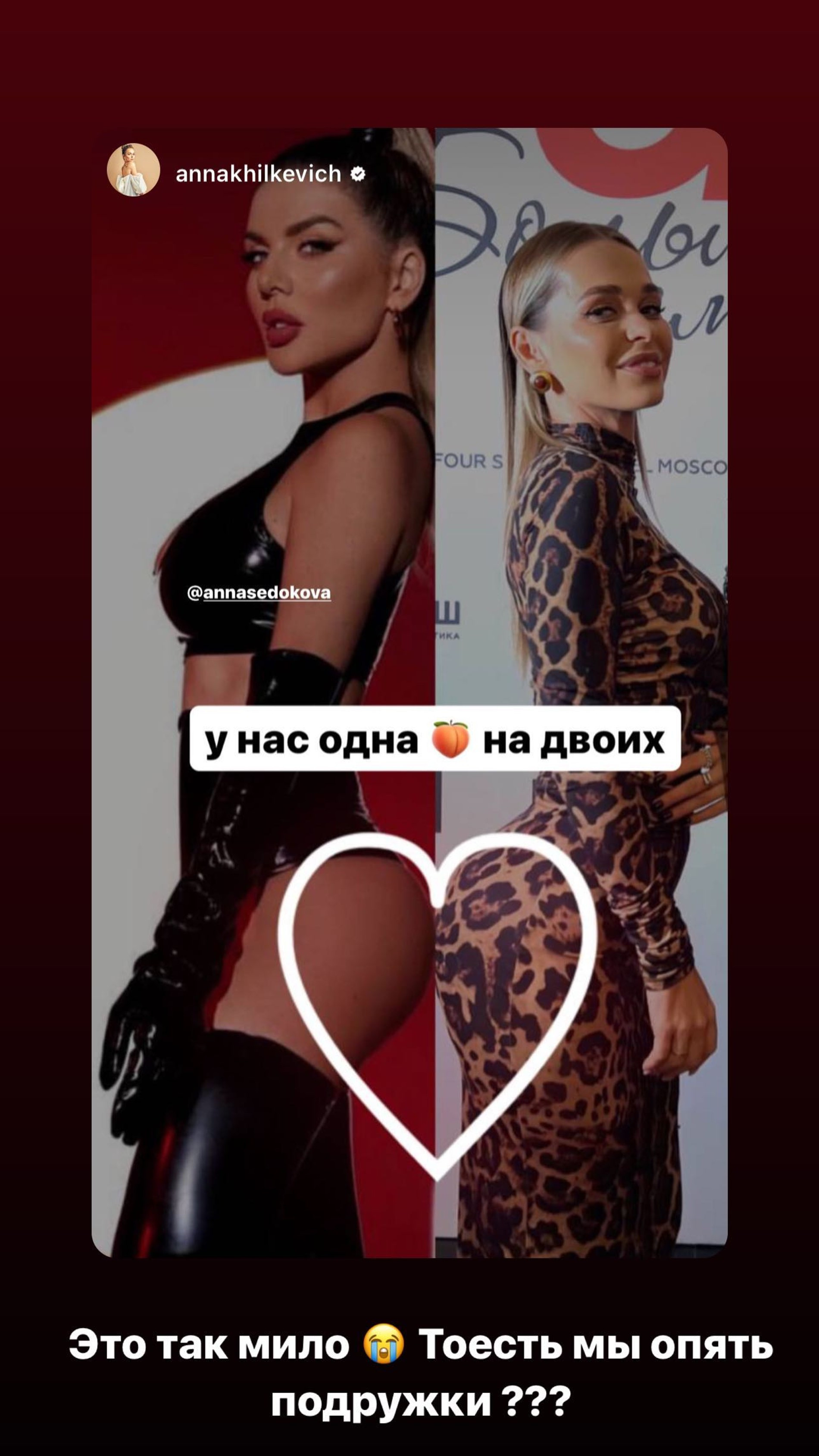 Анна Седокова и Анна Хилькевич. Фото: Инстаграм (запрещен в РФ) @annakhilkevich/@annasedokova