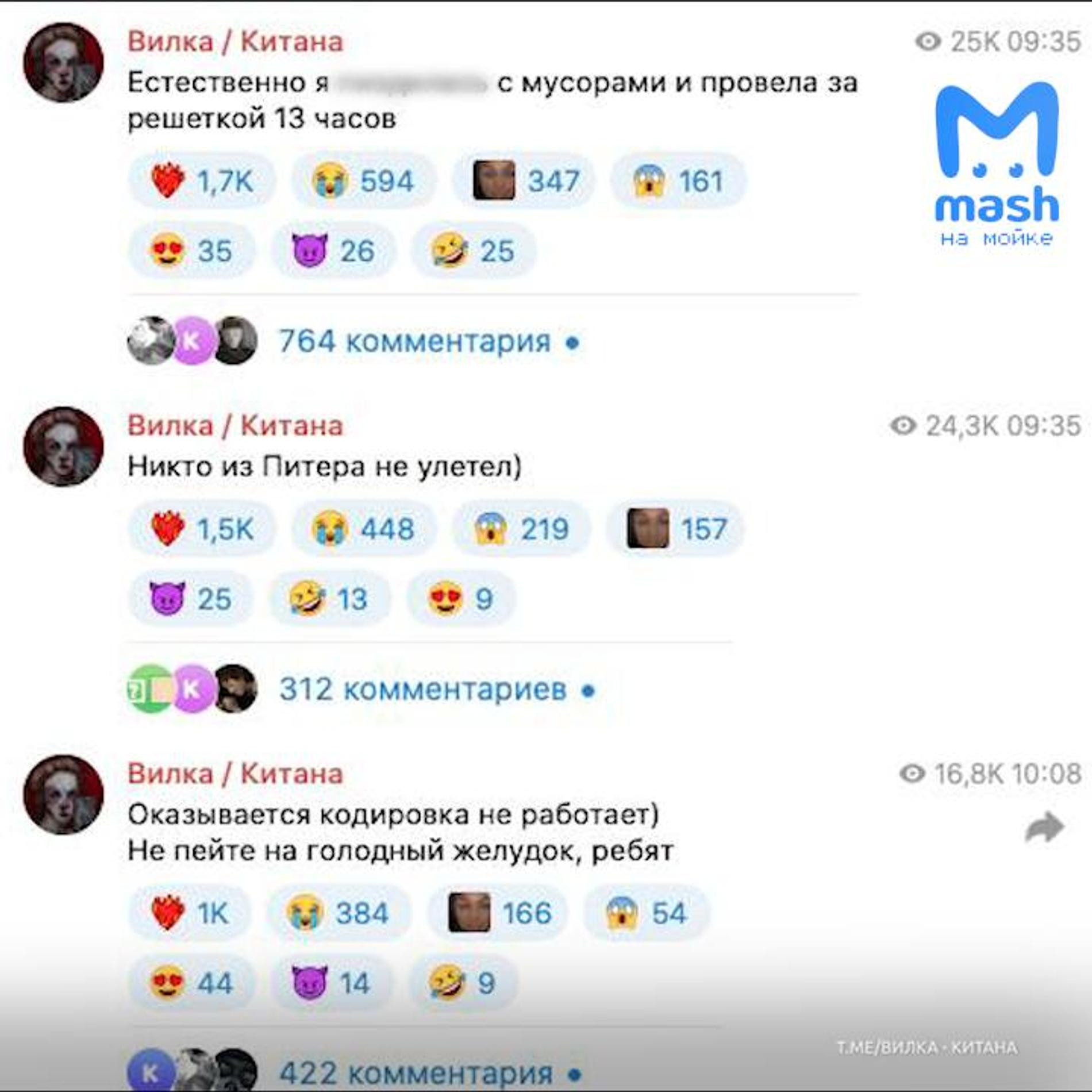 Скриншот: Telegram @mashmoyka