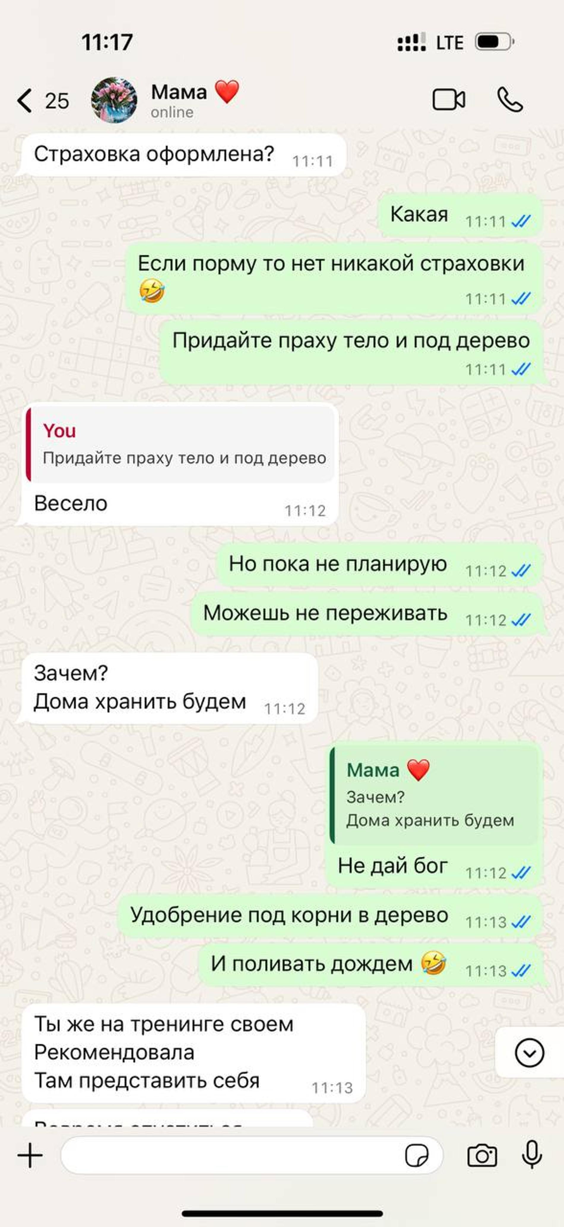 Переписка Виктории Бони с мамой. Фото: телеграм-канал Виктории Бони @v_bonya