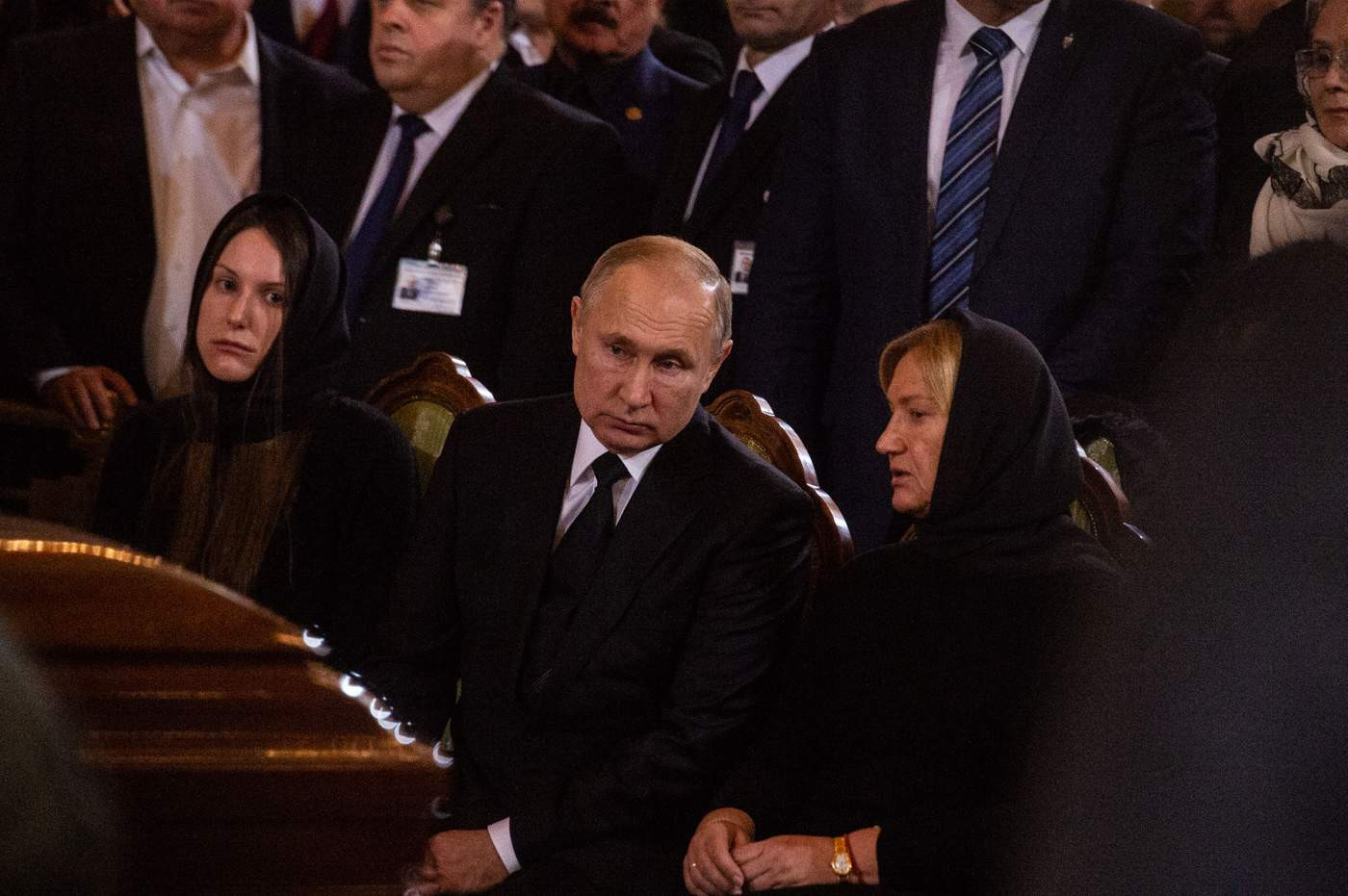 Владимир Путин с дочерью и вдовой Юрия Лужкова