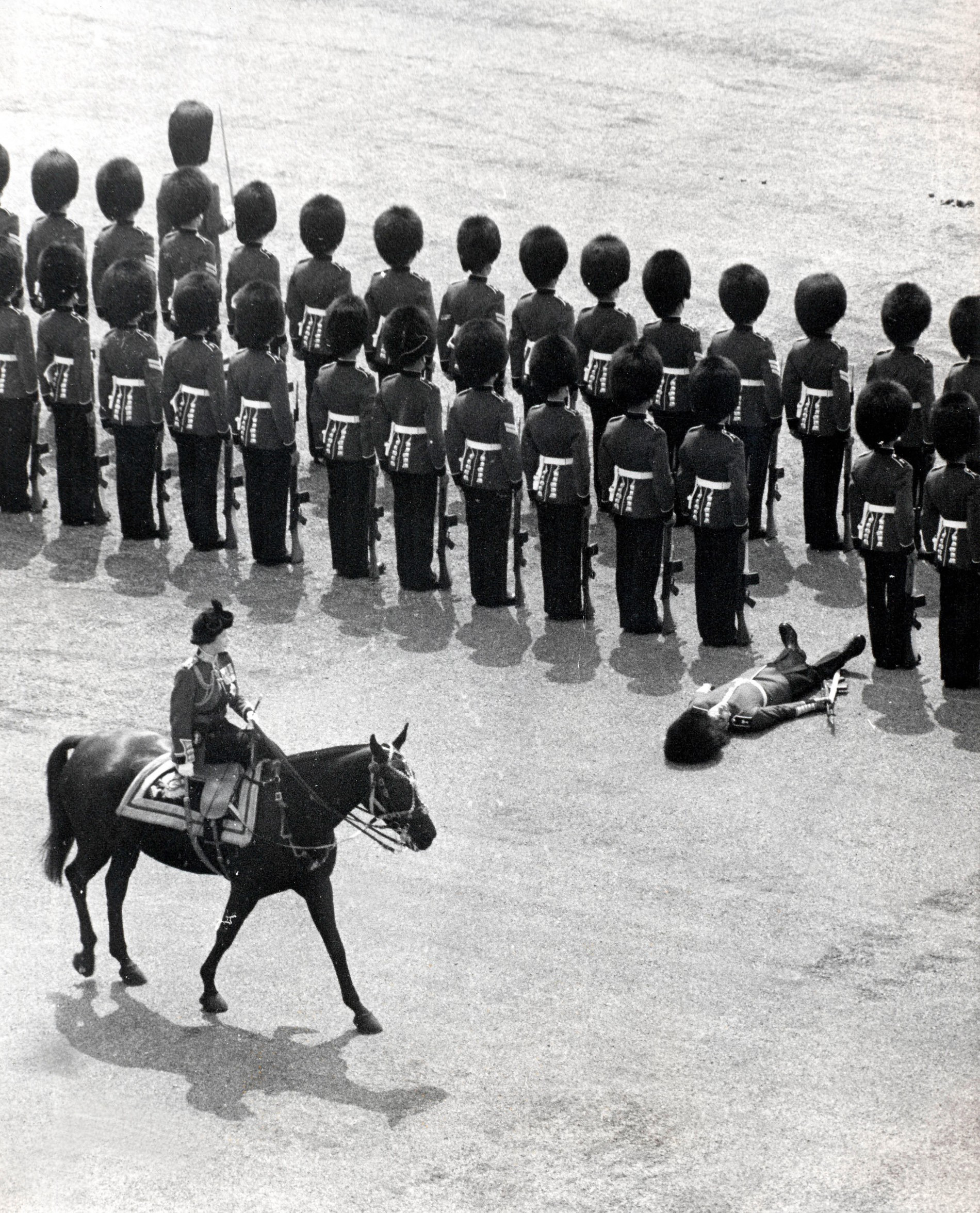Гвардеец падает в обморок, услышав за спиной цокот королевского коня, 1969 год