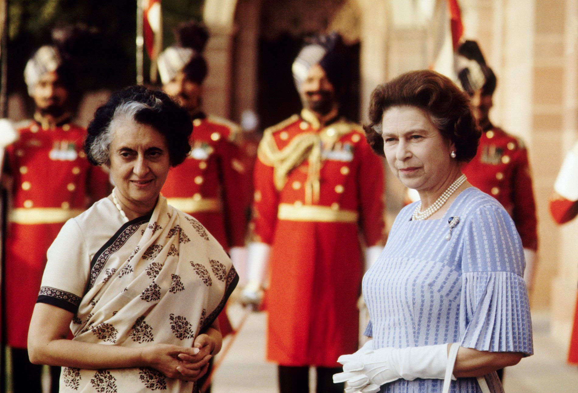 Индира Ганди и Елизавета ll в Индии — некогда британской колонии, 1983 год
