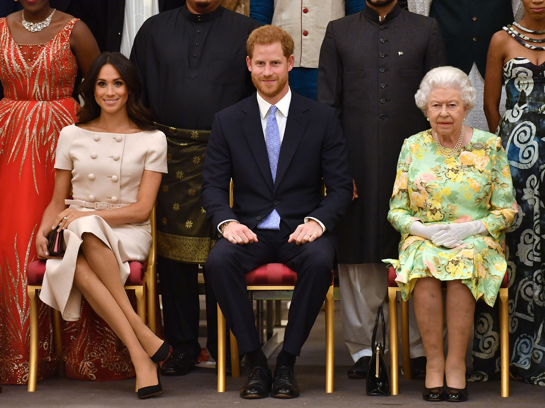 Меган Маркл, принц Гарри и Елизавета II
Фото: Getty Images