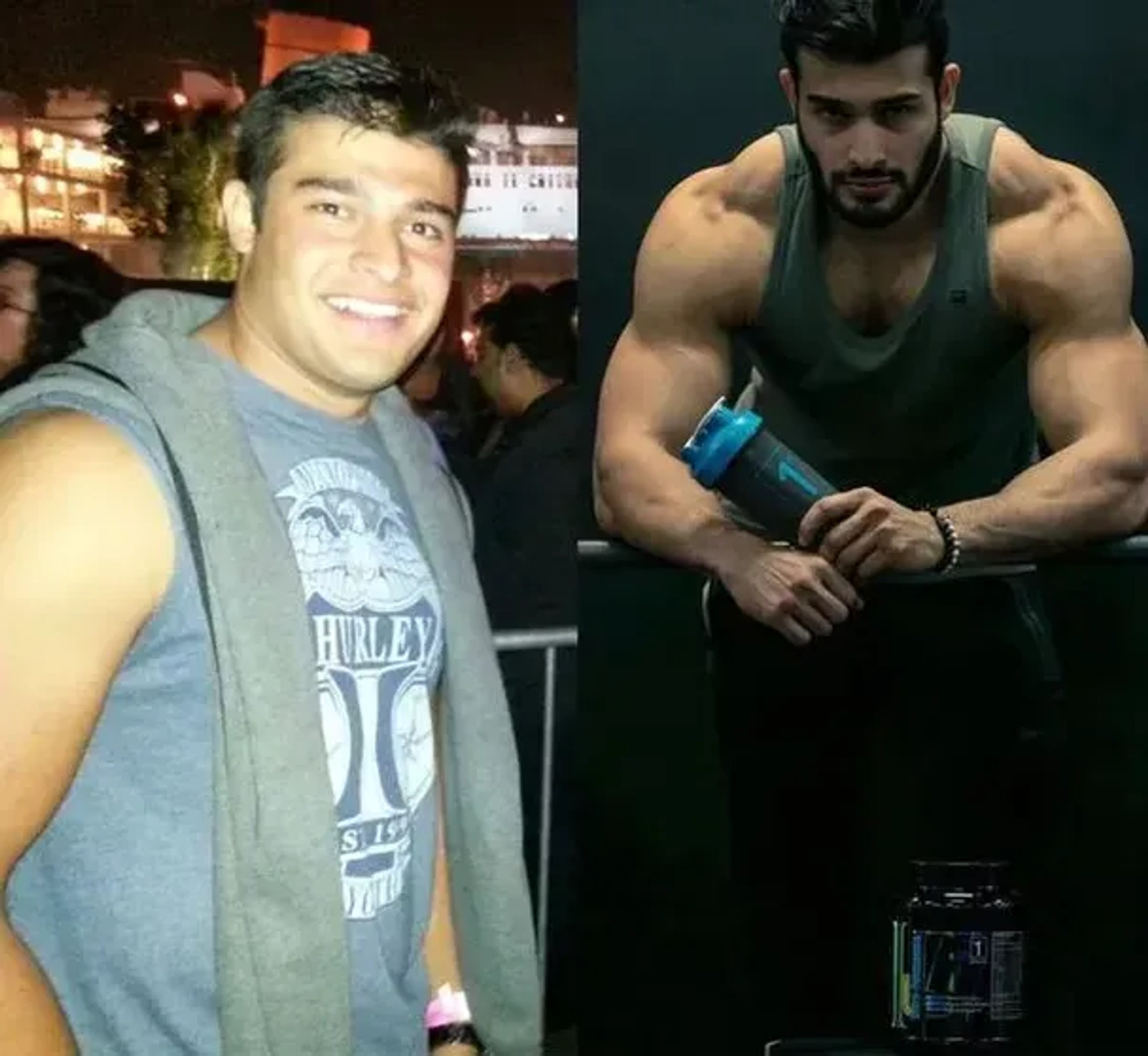 Сэм Асгари до и после похудения. Фото: Men's Health