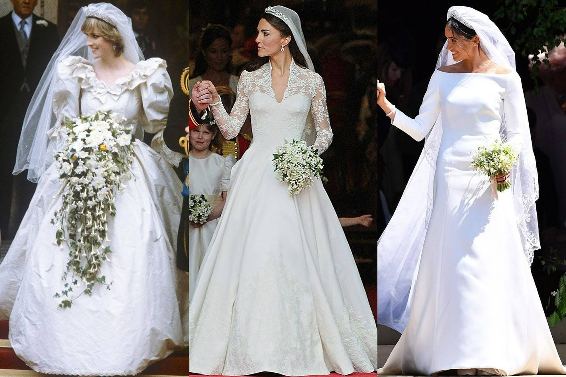 Принцесса Диана; Кейт Миддлтон; Меган Маркл. Фото: Getty Images