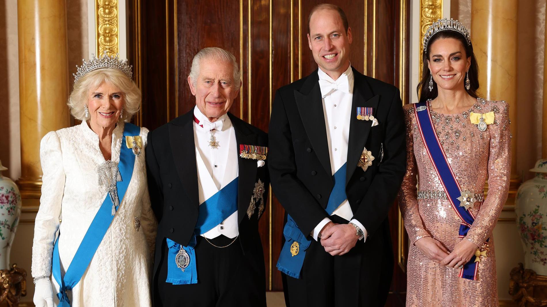 Королева Камилла, Карл III, принц Уильям и Кейт Миддлтон. Фото: Getty Images