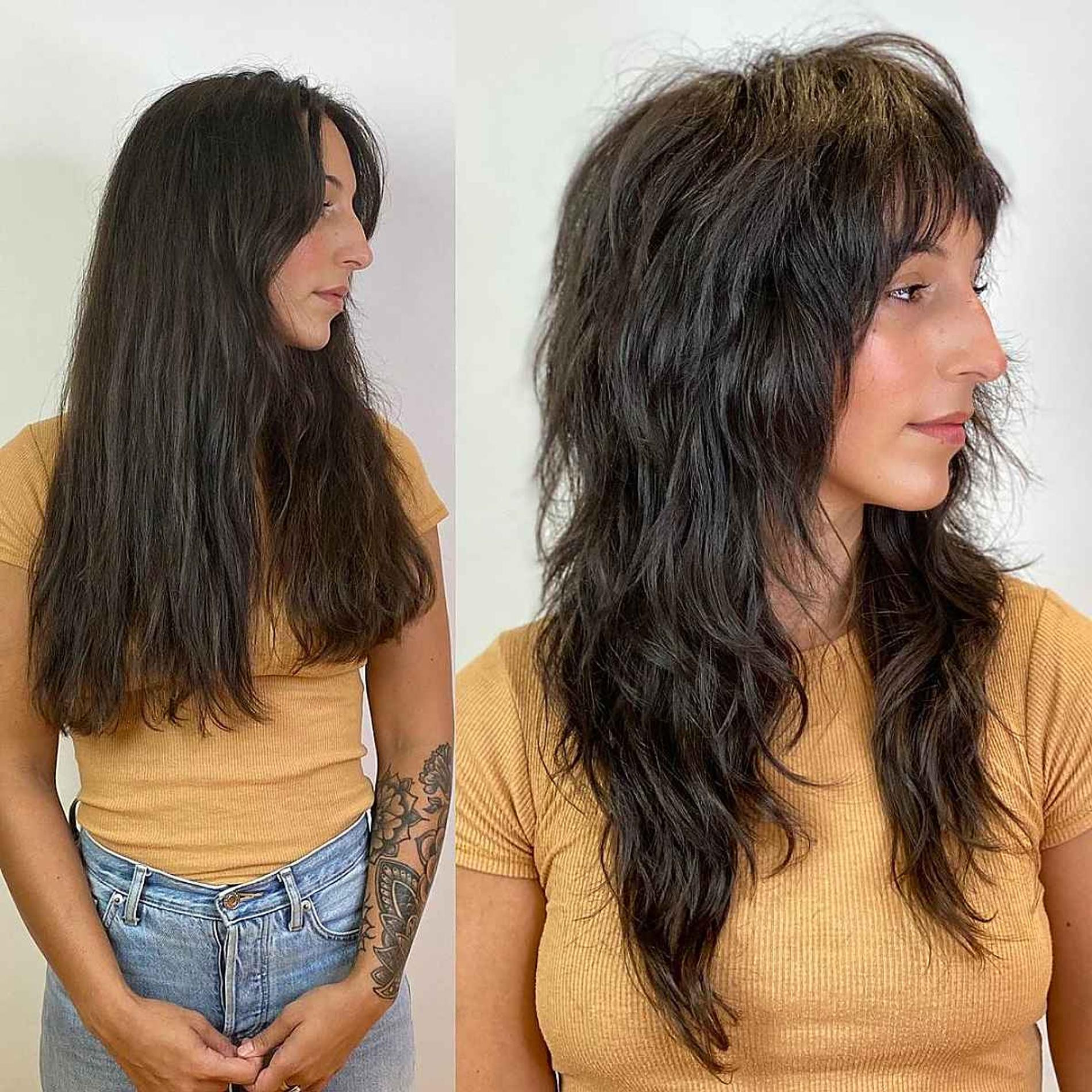 Смелая женская стрижка wolf cut. Фото: Instagram* @skipdoeshair