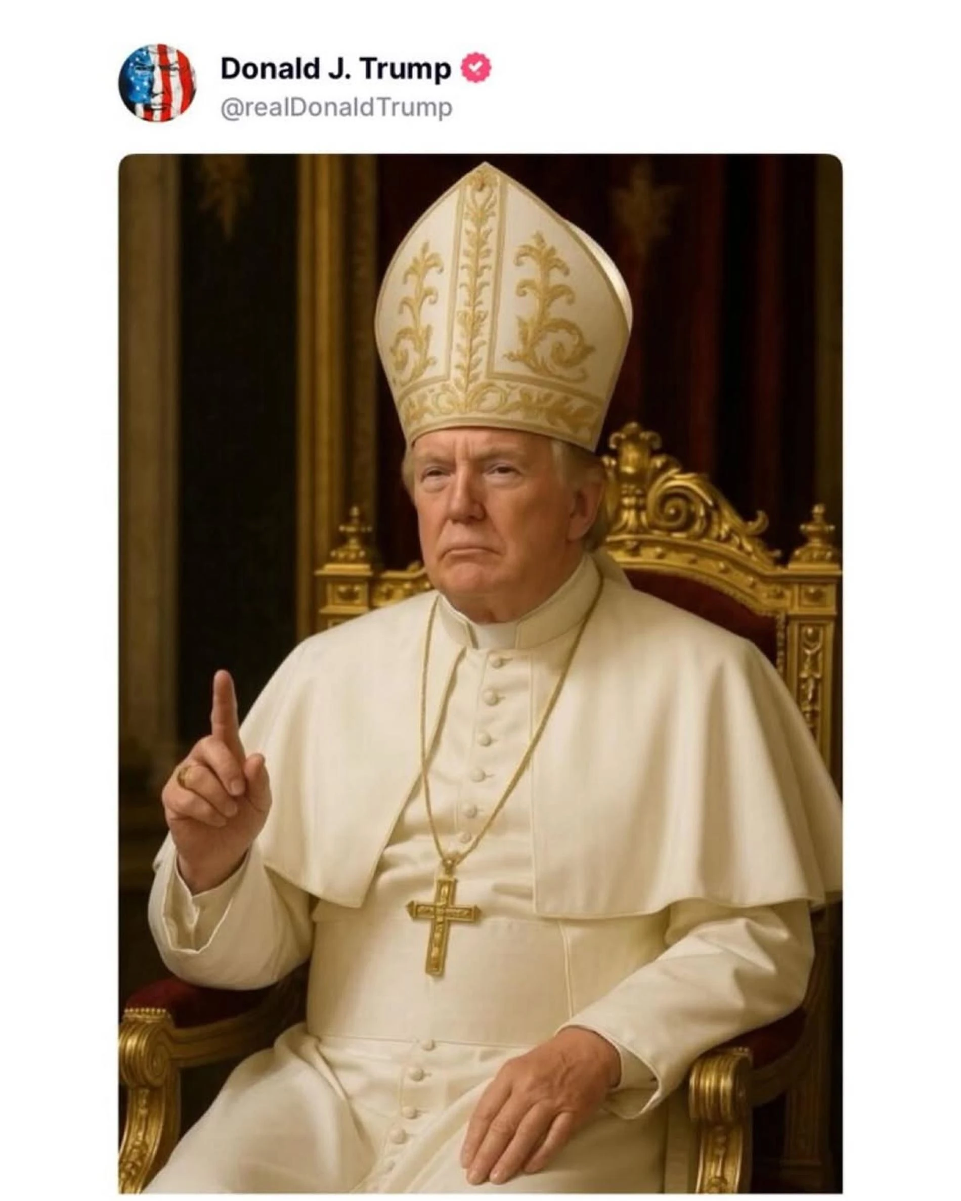 Дональд Трамп в образе Понтифика. Фото: Инстаграм (запрещён в РФ) @whitehouse