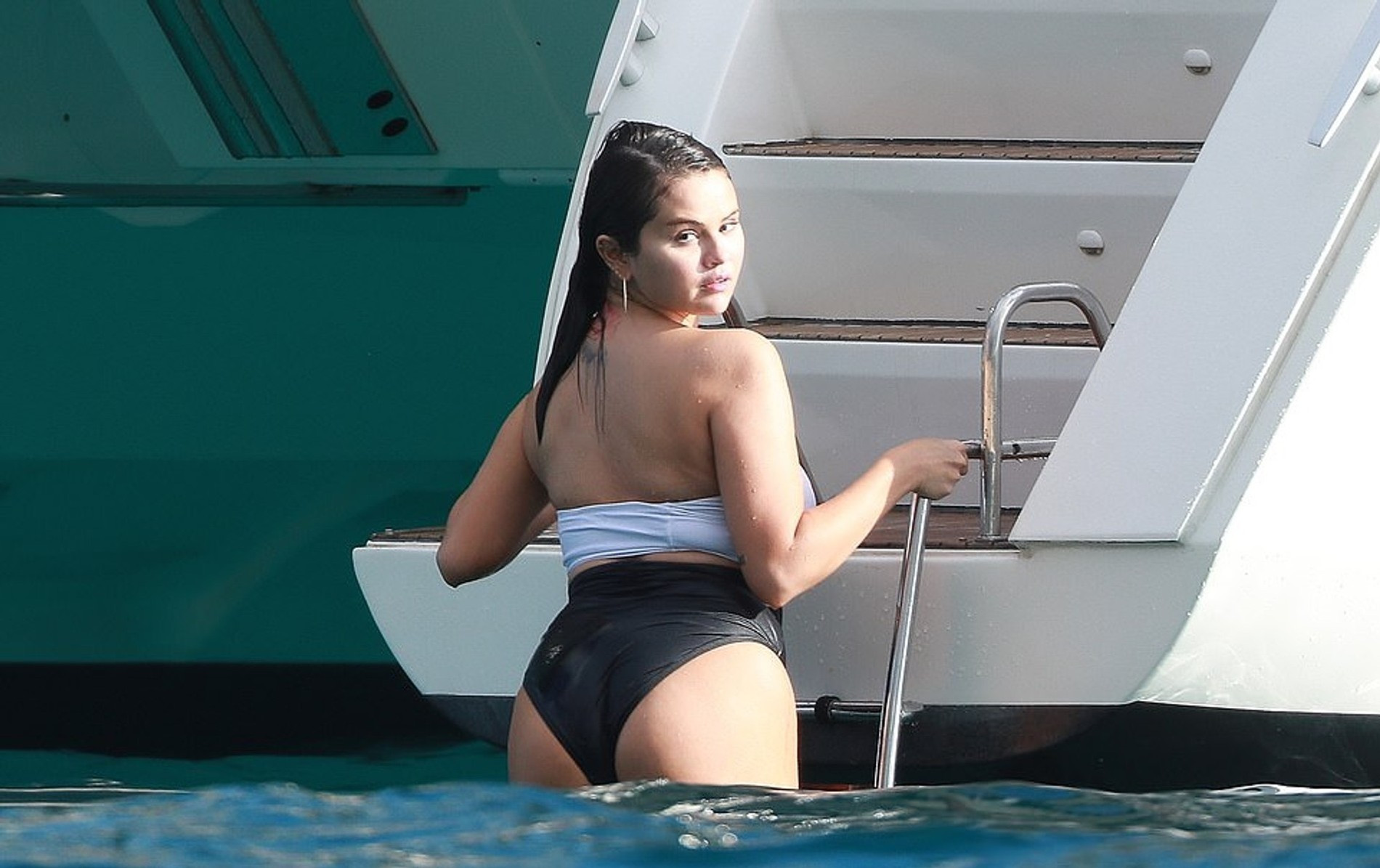 Selena gomez bikini white