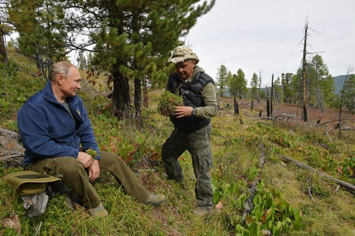 Сергей Шойгу и Путин в тайге