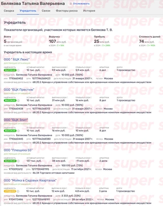 Компании, предположительно принадлежащие маме Авроры Кибы. Фото: Rusprofile