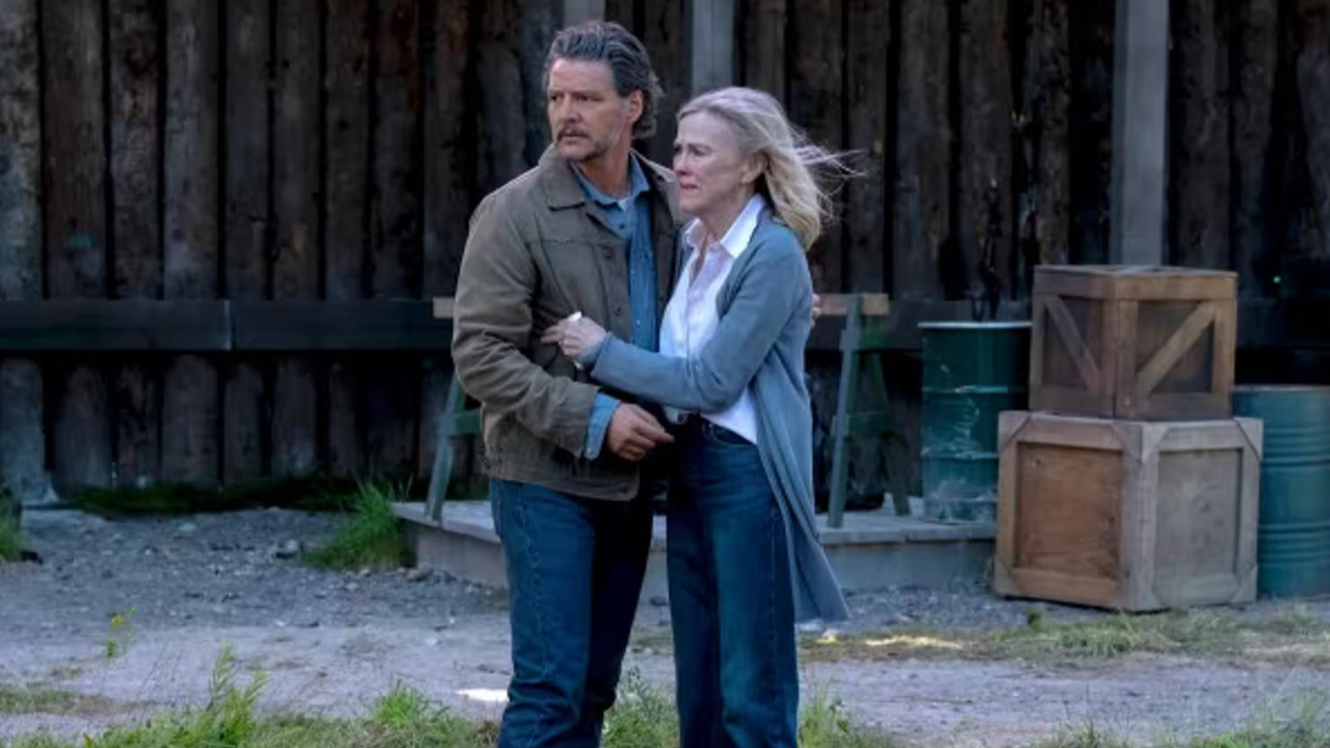 Педро Паскаль и Кэтрин О'Хара в сериале «Одни из нас» (The Last of Us). Скриншот: The Last of Us / HBO