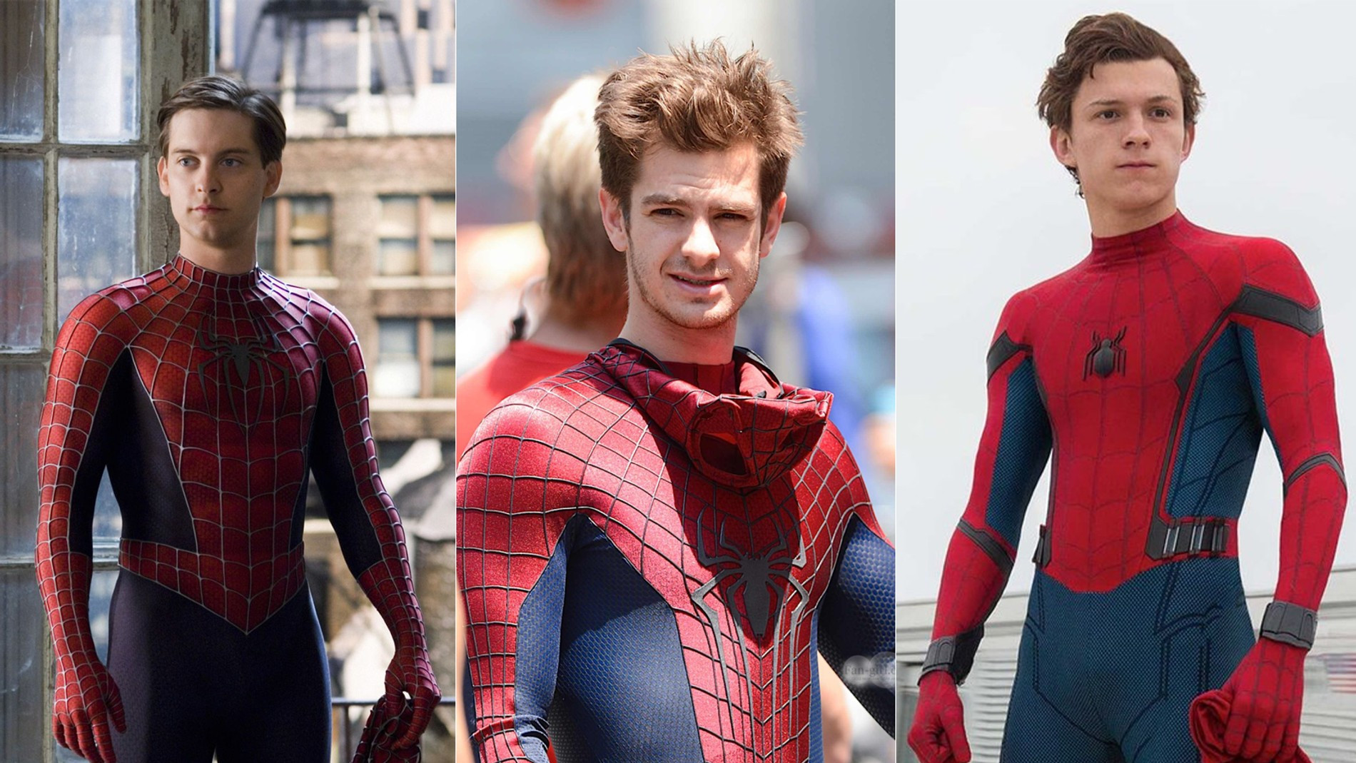 Тоби Магуайр, Эндрю Гарфилд и Том Холланд в роли Человека-паука
