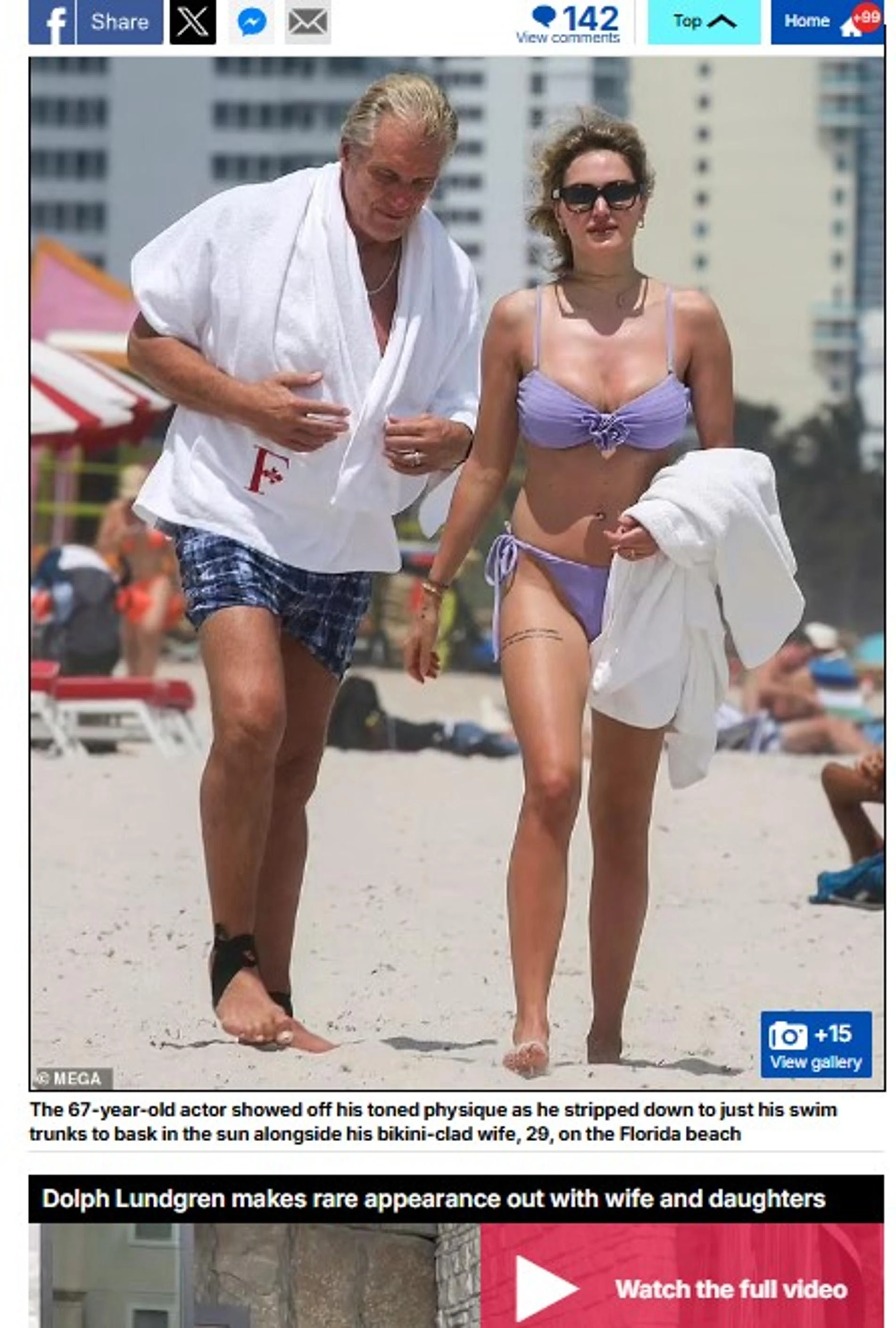 Дольф Лундгрен и Эмма Крокдал. Скриншот с сайта издания Daily Mail