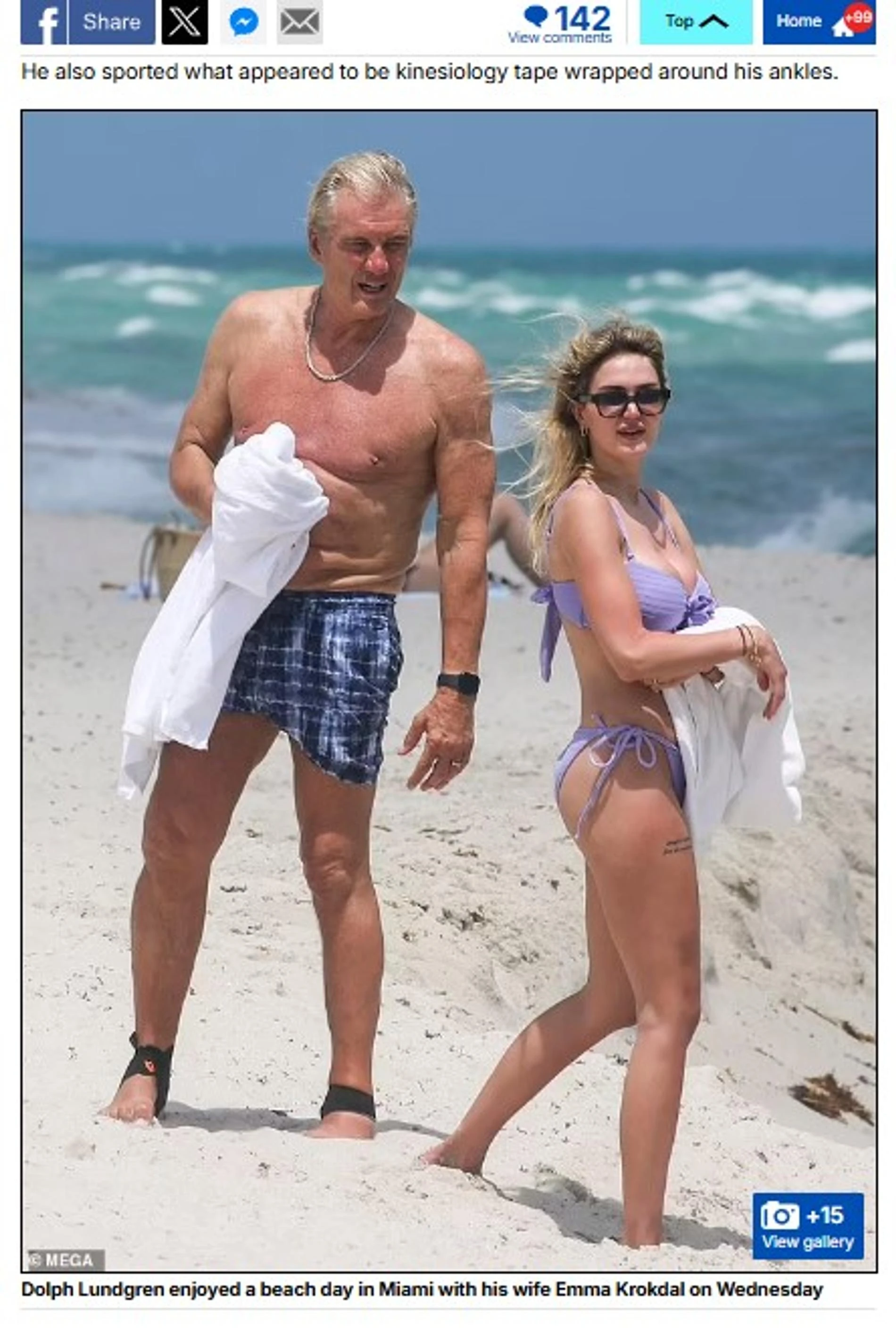 Дольф Лундгрен и Эмма Крокдал. Скриншот с сайта издания Daily Mail