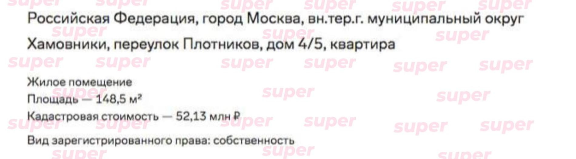 Данные о недвижимости Михаила Ефремова. Фото: Rusprofile.ru