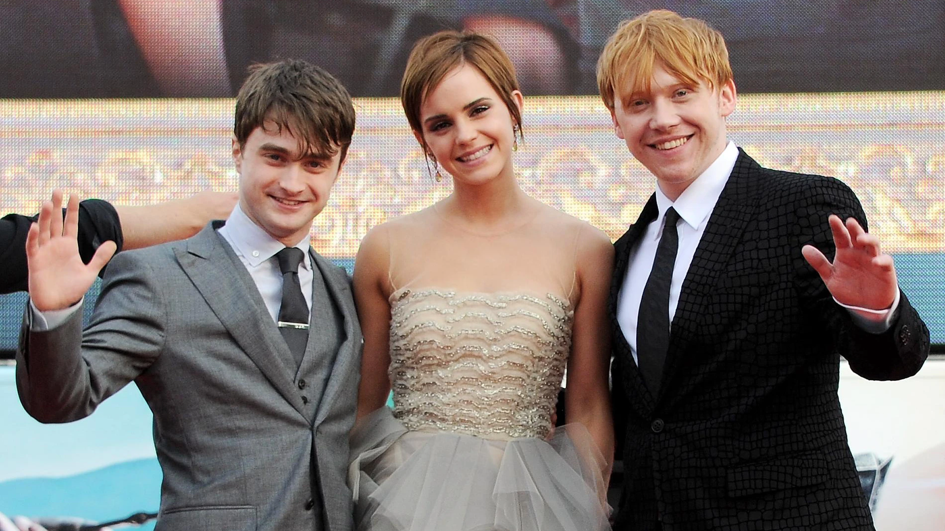 Дэниел Рэдклифф, Эмма Уотсон и Руперт Гринт. Фото: Getty Images