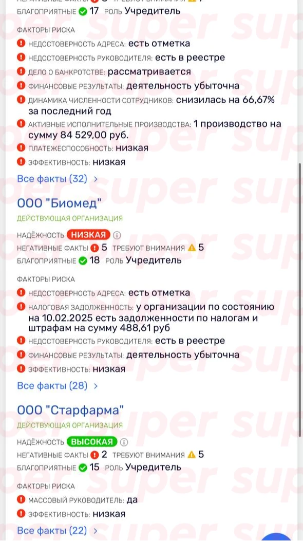 Данные о компаниях Светланы Шпигель. Фото: RusProfile