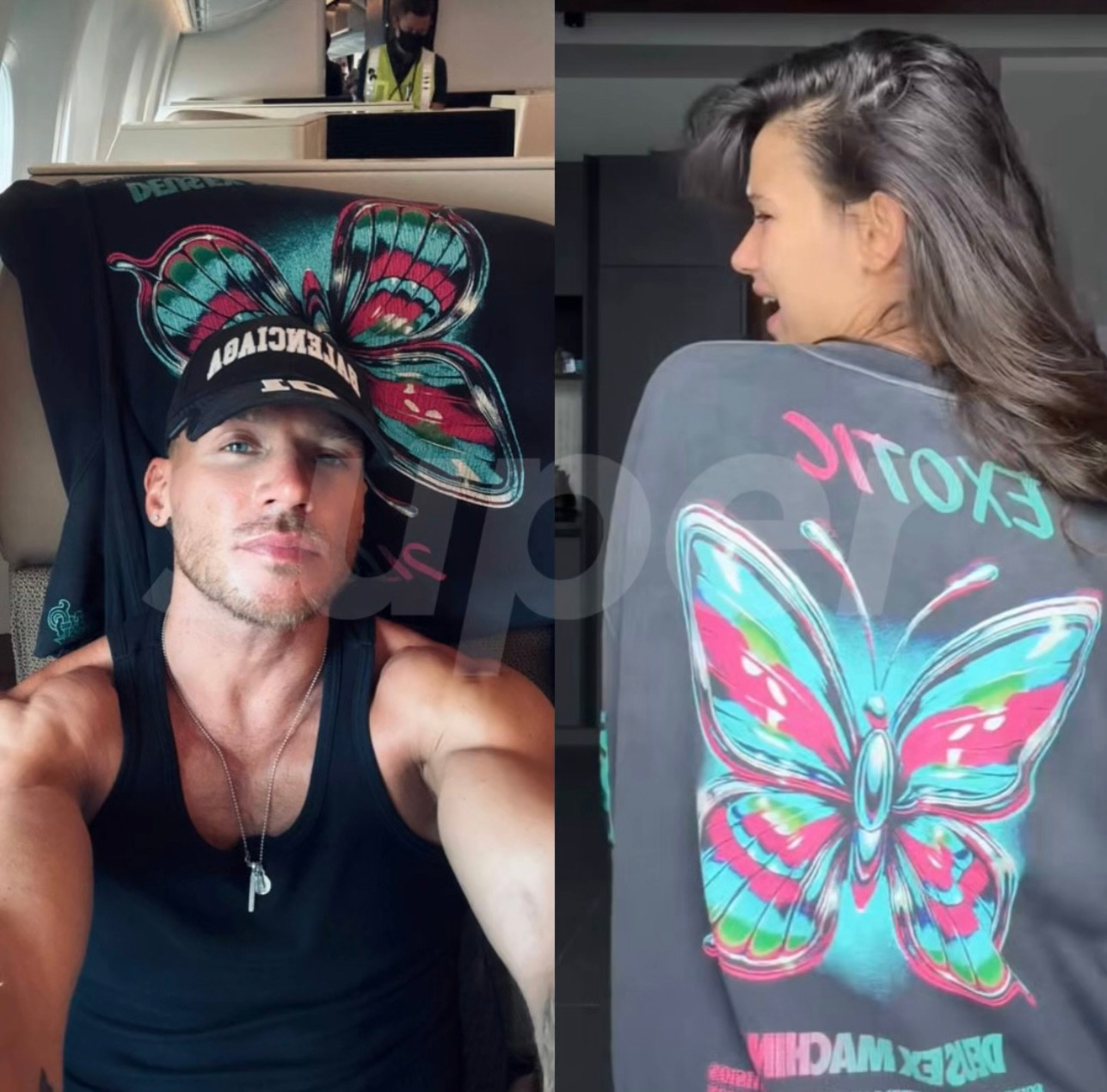 Слева — публикация Олега Майами с предполагаемой возлюбленной во время отдыха в Таиланде, справа — фото Эмилии Шрамко. Коллаж: Super