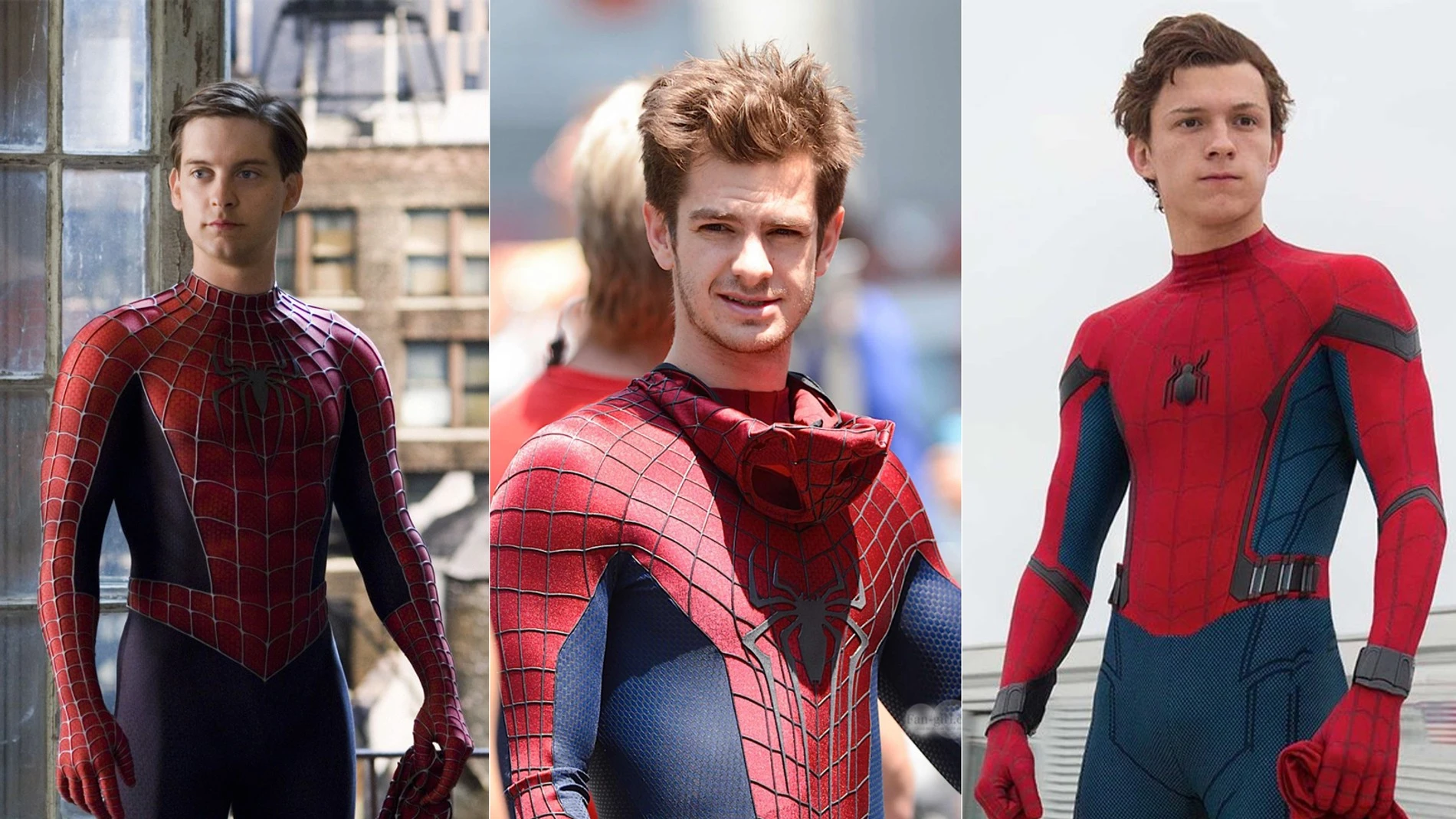 Тоби Магуайр, Эндрю Гарфилд и Том Холланд в роли Человека-паука
