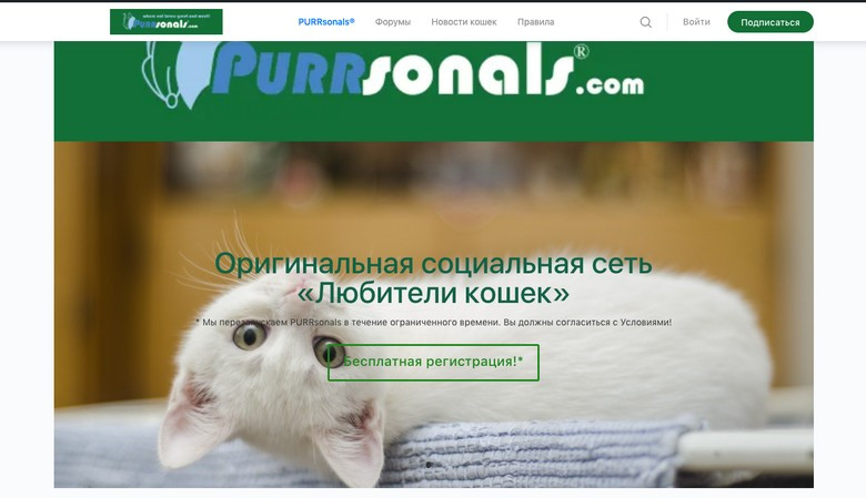 Сайт для любителей кошек. Фото: скрин сайта знакомств