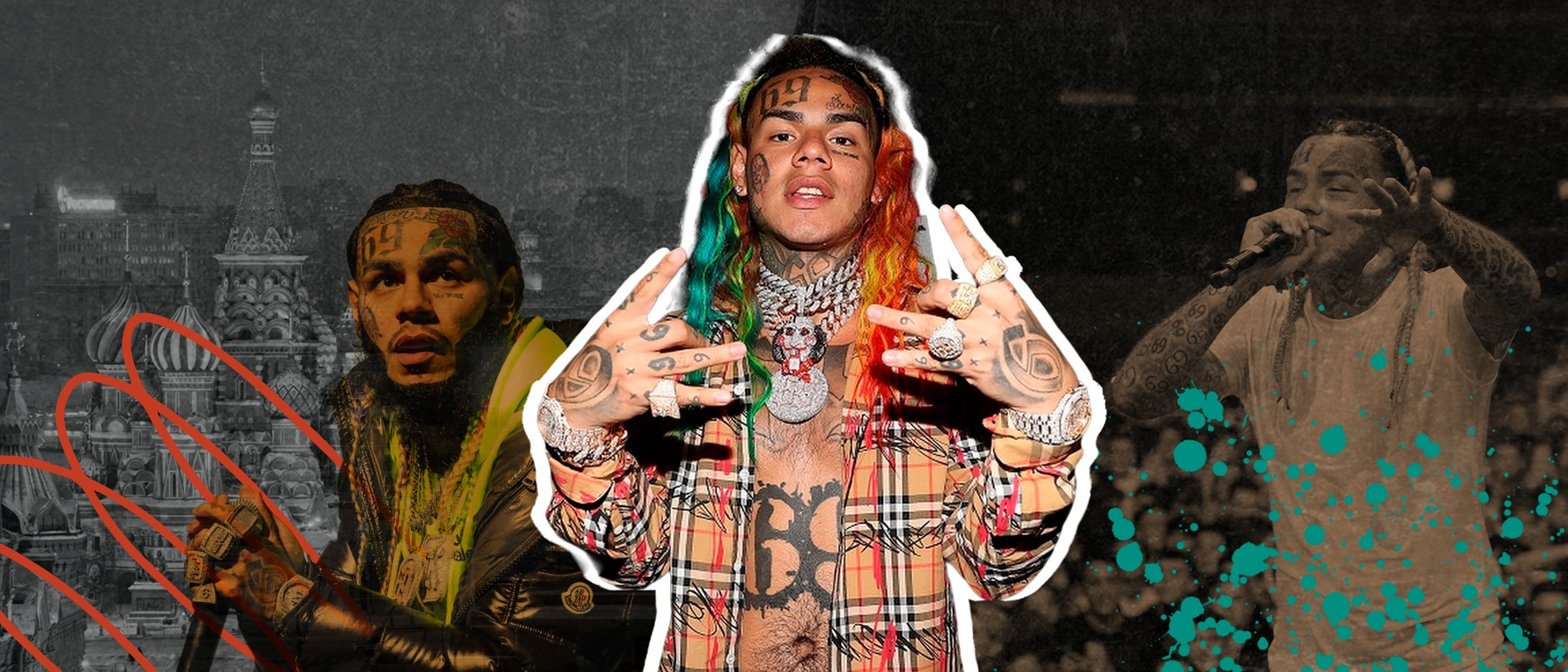 Рэпер Tekashi 6ix9ine
Коллаж Super 