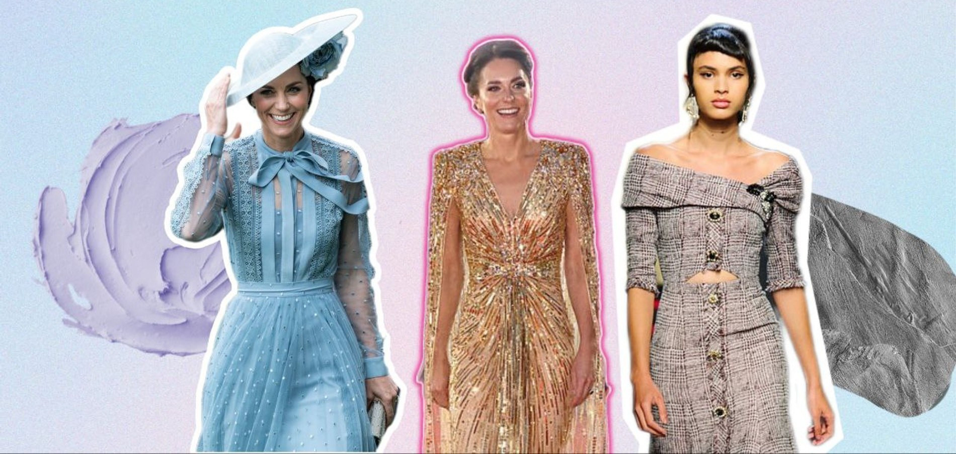 Кейт Миддлтон на скачках Royal Ascot и на премьере фильма «Не время умирать»; модель на показе Erdem
Коллаж Super