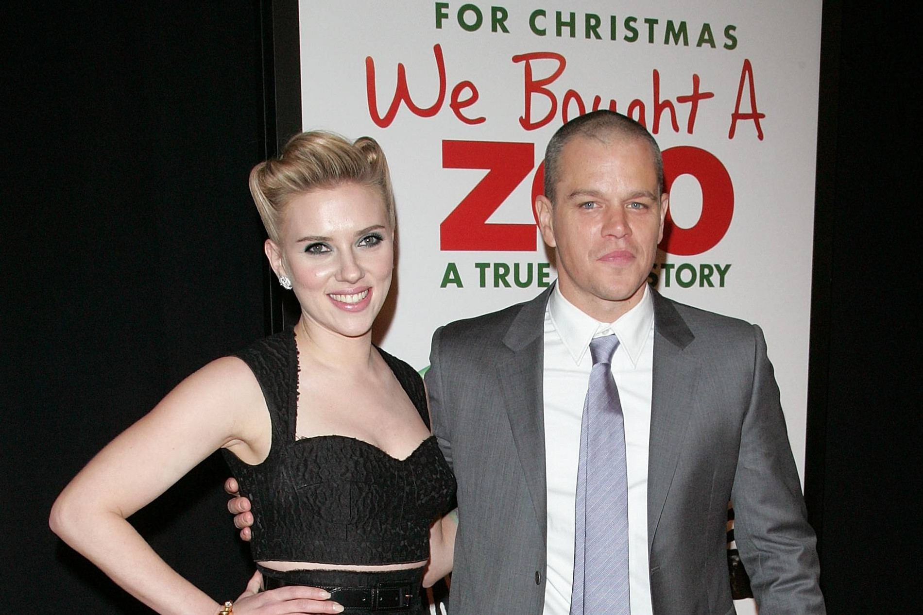 Мэтт Деймон и Скарлетт Йоханссон на премьере фильма «Мы купили зоопарк». Фото: Getty Images 